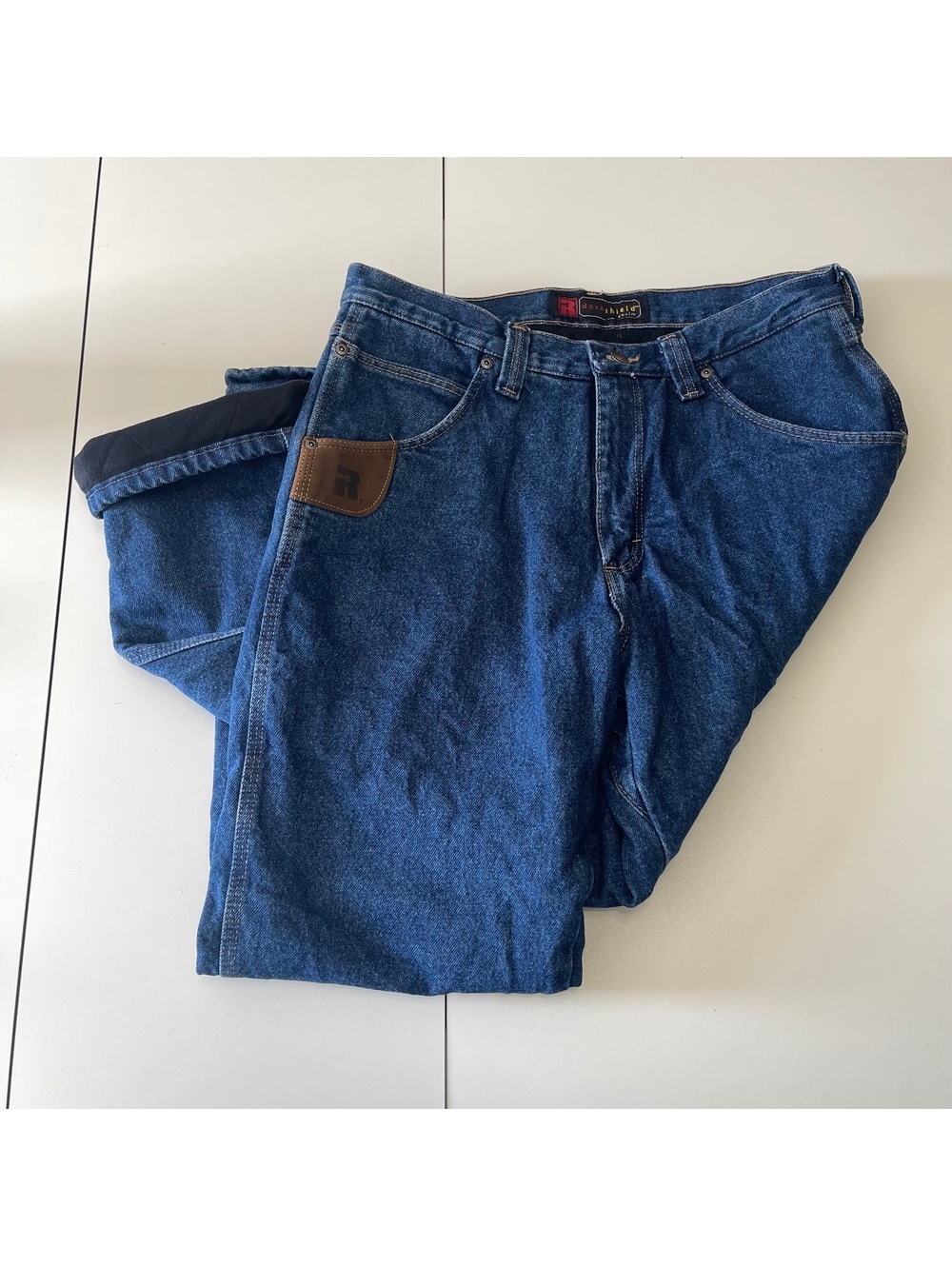 Wrangler Riggs Durashield Men's Size 32x30 Flannel Lined Denim Blue Jeans